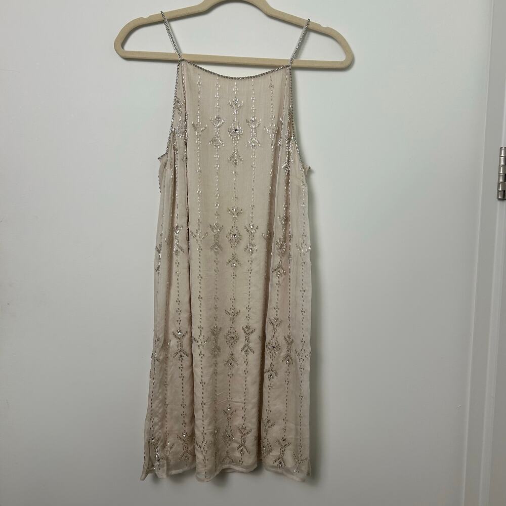 Aqua Beaded Champagne Mini Dress